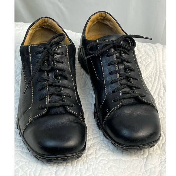 Born Men's Size 9M Black Leather Lace Up Round Toe Casual Oxford Shoe M3259 - Picture 1 of 10